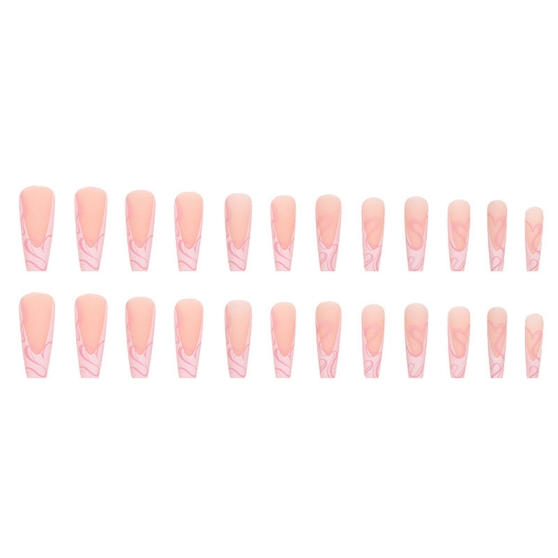 Heart Stripe Fake Nails Heart Stripe Fake Nails